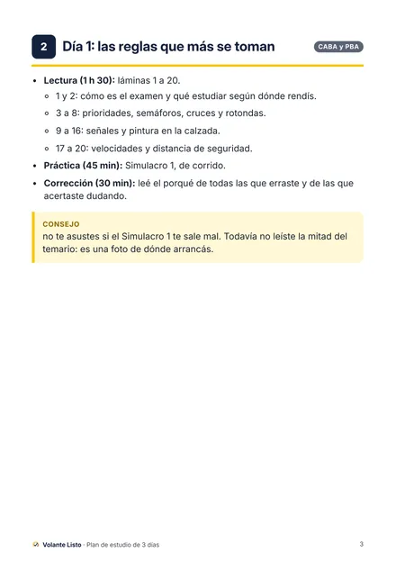 Bono 1, plan de estudio: qué hacer el día 1