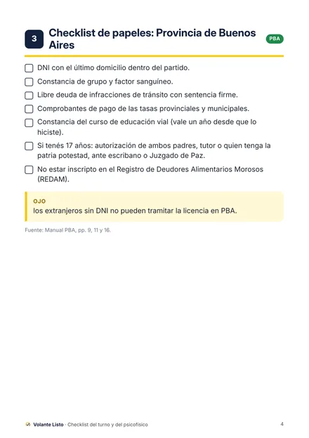 Bono 3: checklist de papeles para la Provincia de Buenos Aires