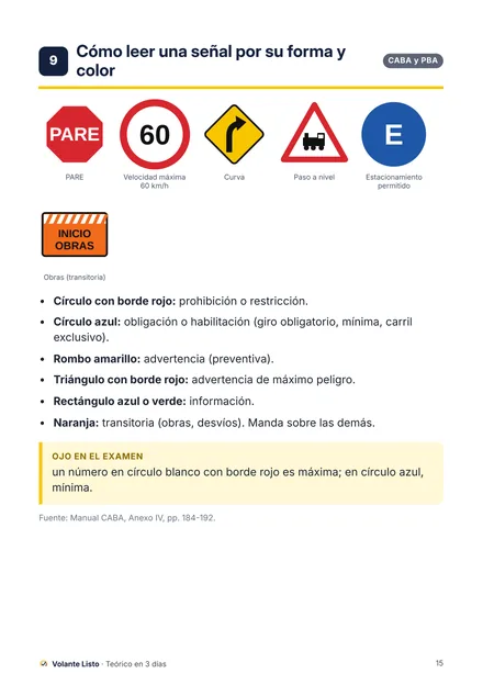 Lámina 9: cómo leer una señal por su forma y color